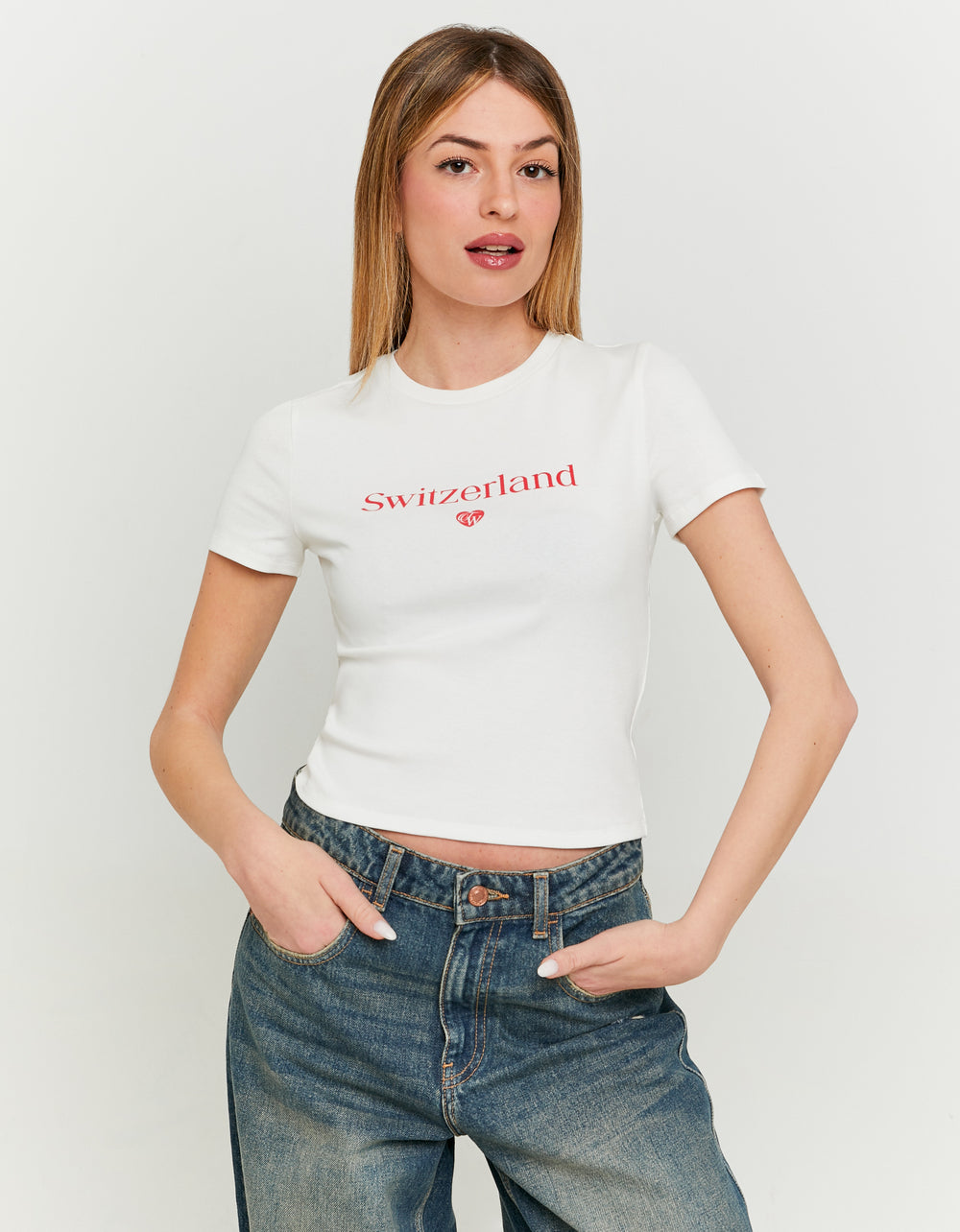Printed Cropped T-shirt | Off White