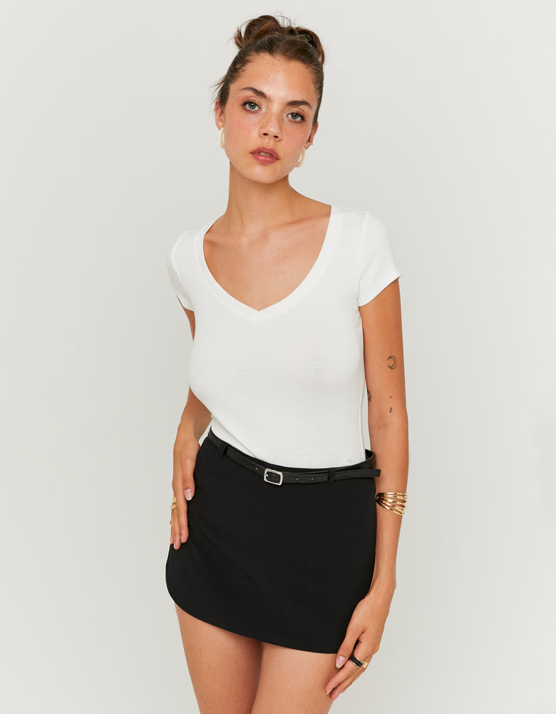 V- Neck T-shirt | Off White