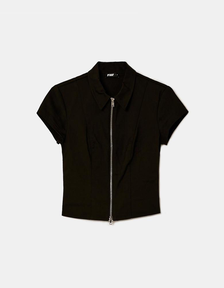 Zip Up Top | Black