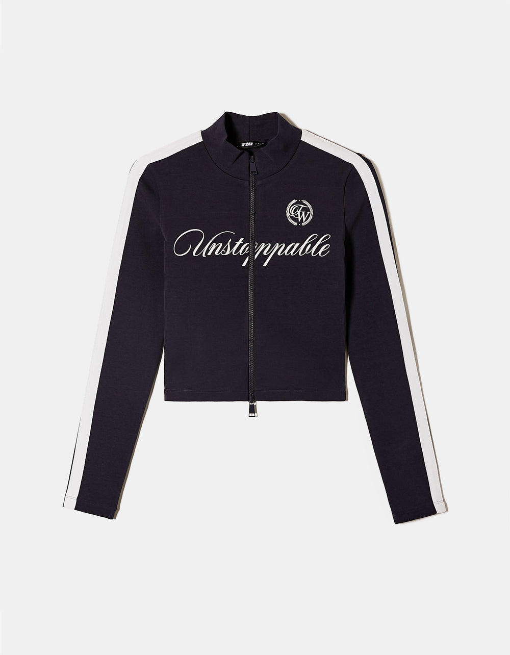 Printed Cardigan with Contrast Sleeves | Navy