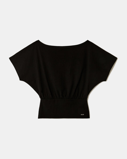 Boat neck Basic T-shirt | Black