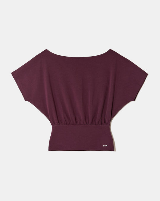 Boat neck Basic T-shirt | Bordeau