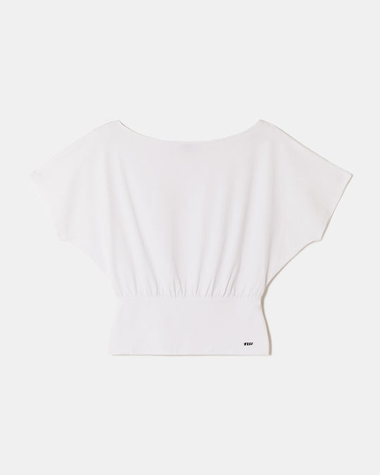Boat neck Basic T-shirt | White