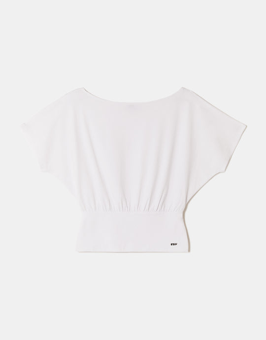 Boat neck Basic T-shirt | White
