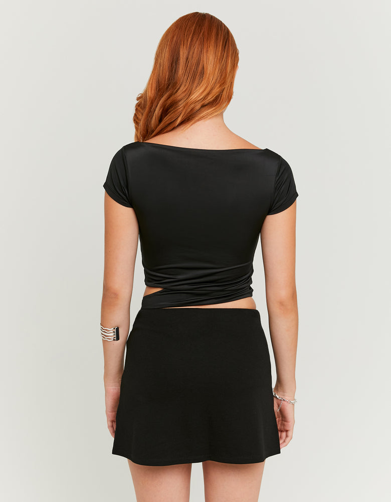 Cut Out Top with Metallic Detail | Black