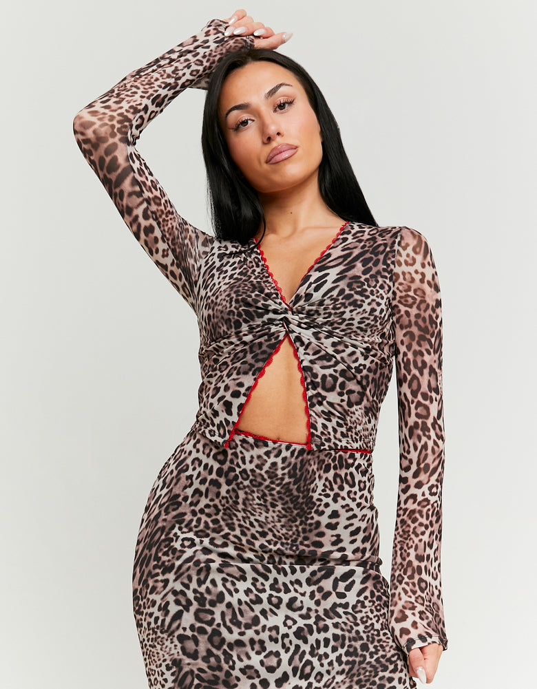 Leo Print Mesh Top | Leo Print