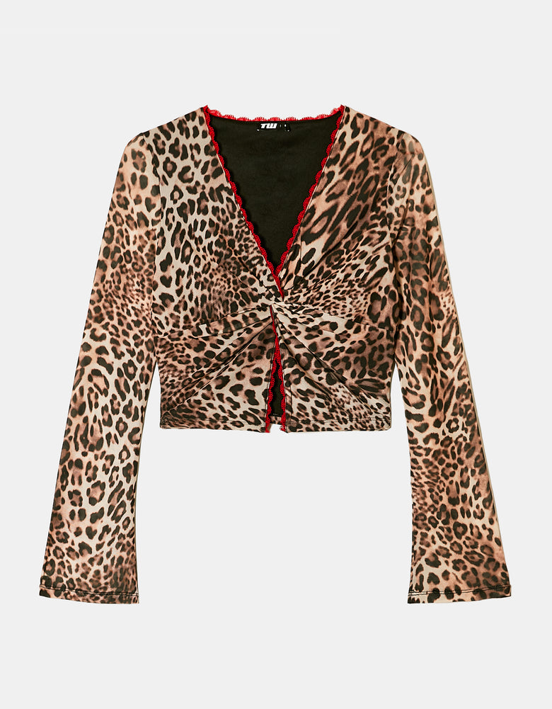 Leo Print Mesh Top | Leo Print