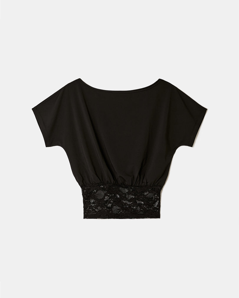 Asymmetric Lace Top | Black