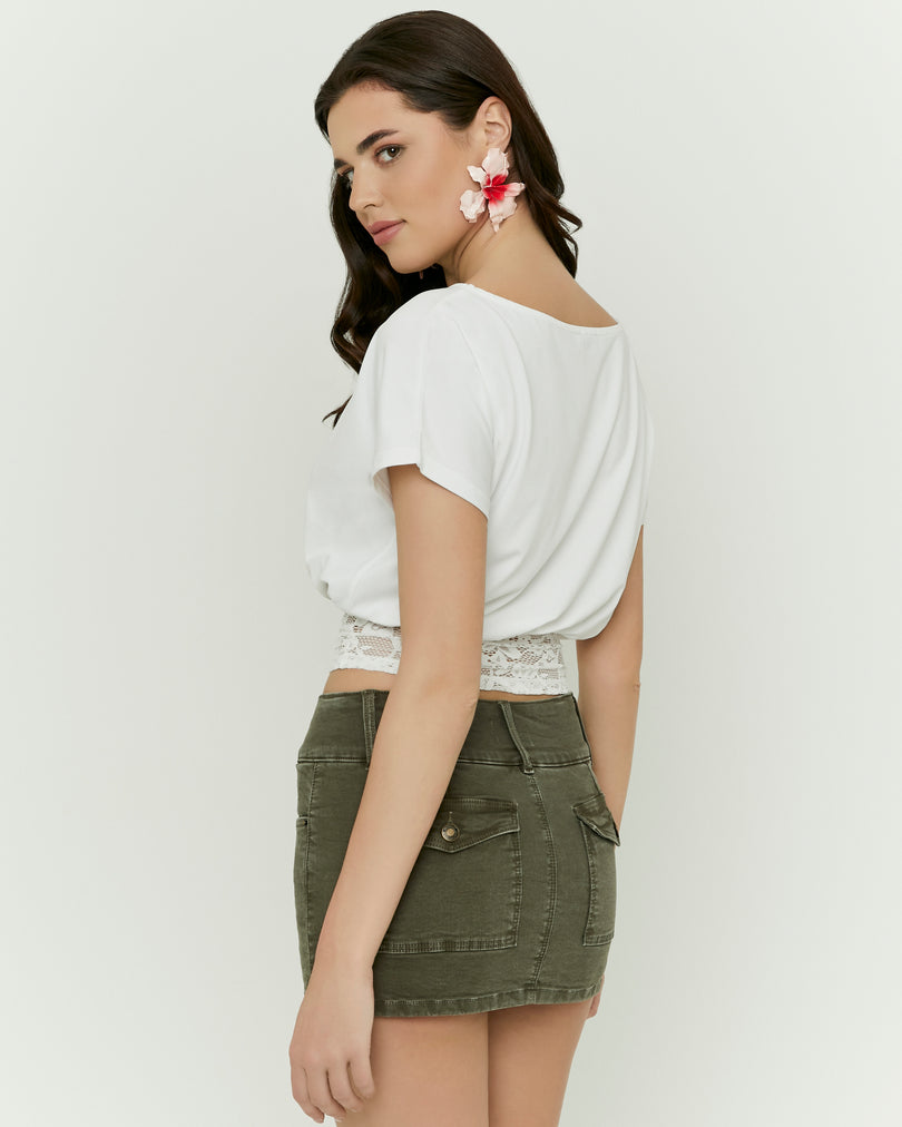 Asymmetric Lace Top | White