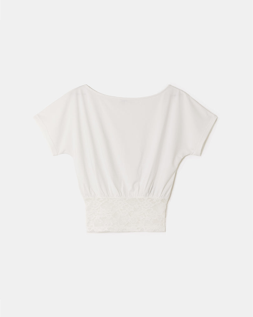 Asymmetric Lace Top | White