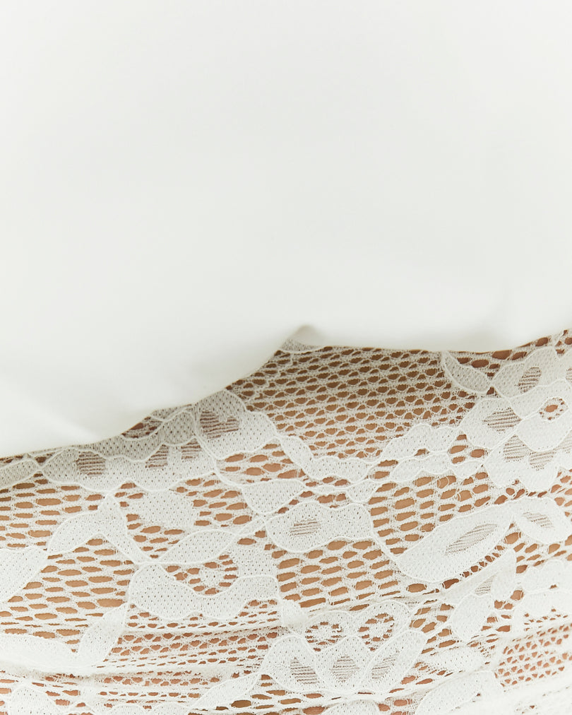 Asymmetric Lace Top | White