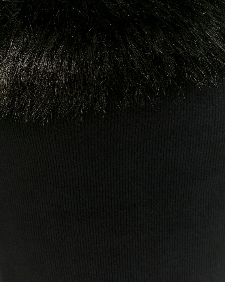 Asymmetric Top with Faux Fur | Black