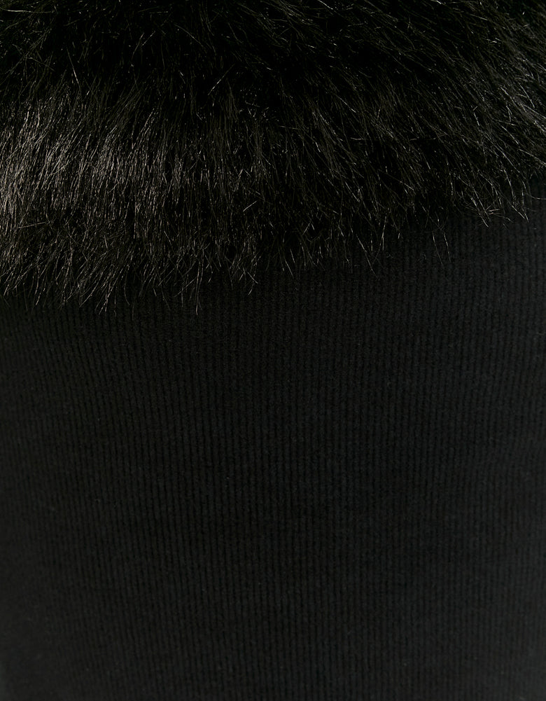 Asymmetric Top with Faux Fur | Black