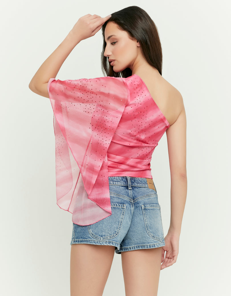 One Shoulder Top | Fushia Melange
