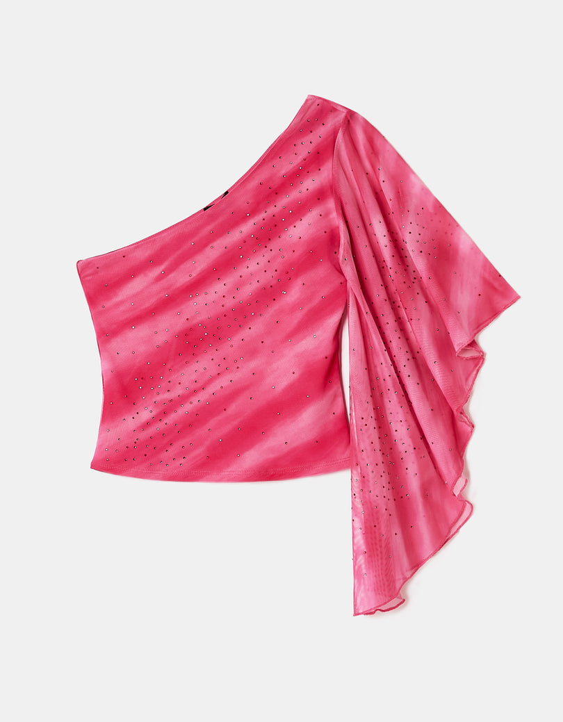 One Shoulder Top | Fushia Melange