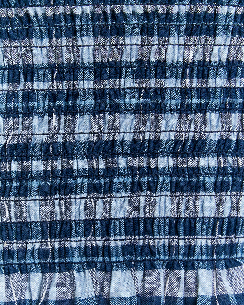 Ruched Vichy Blouse | Blue