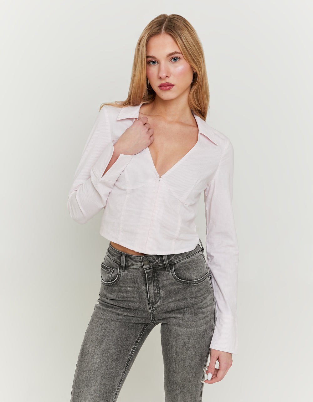 Striped Fitted Shirt | Pink