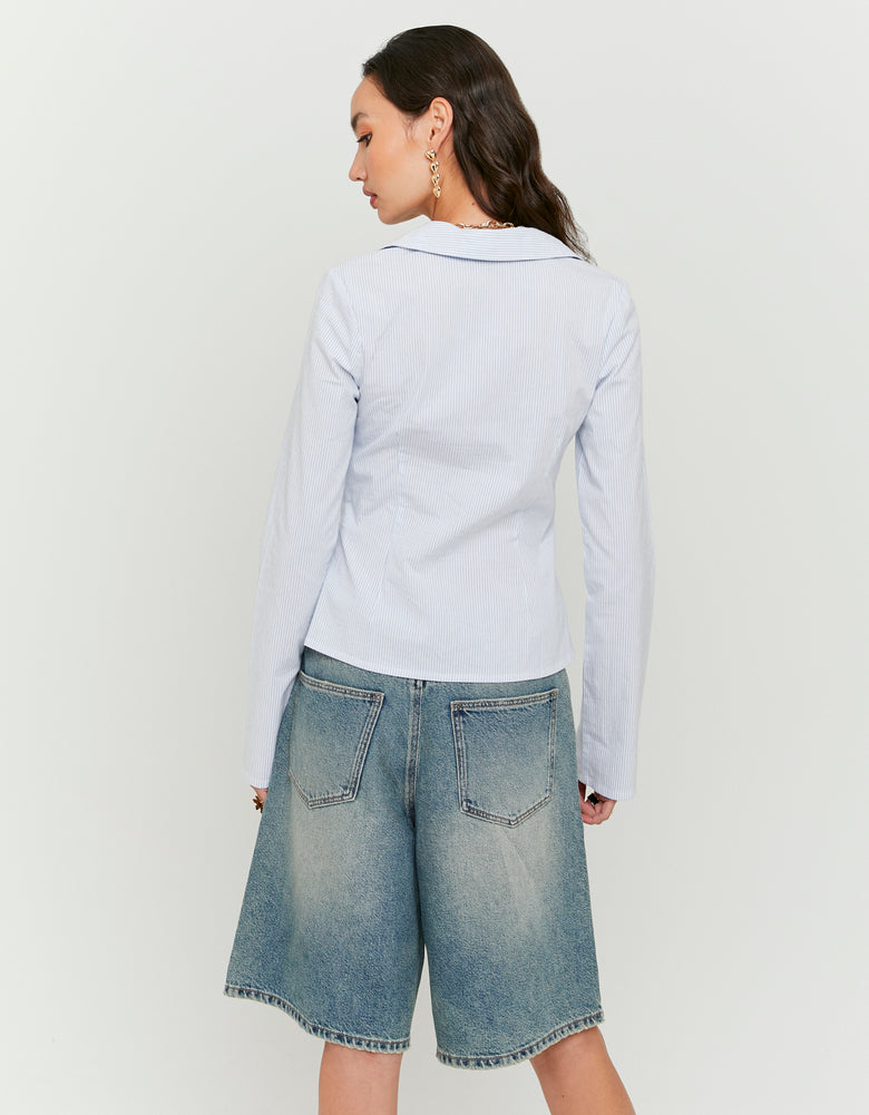 Striped Shirt With Bows | Blue-White