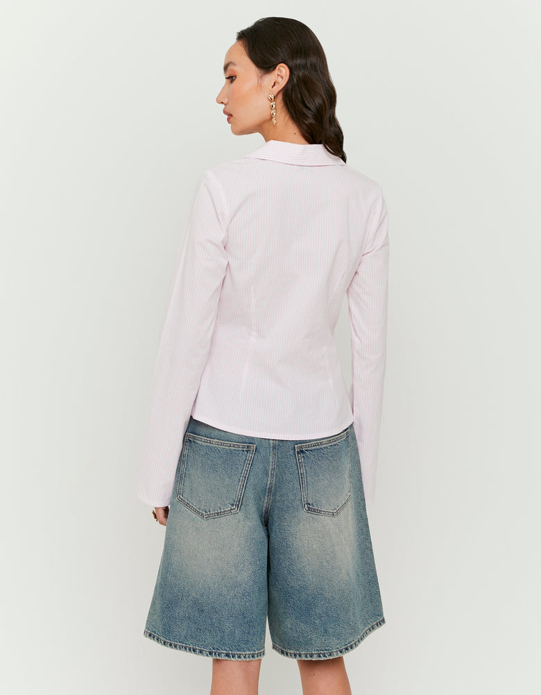 Striped Shirt With Bows | Pink-White