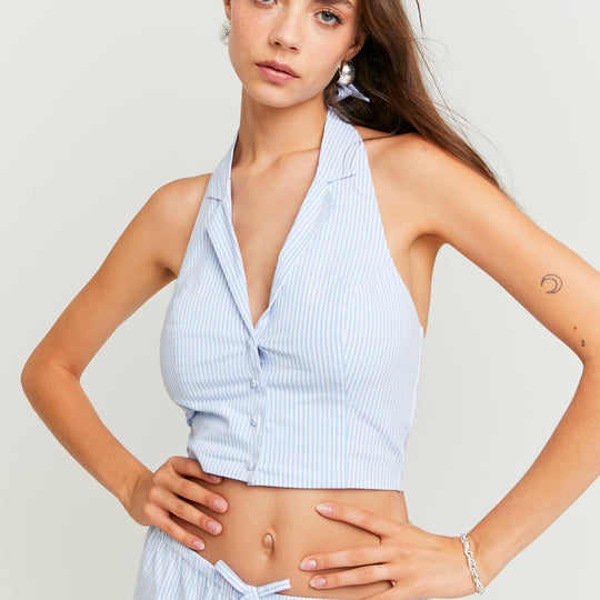 Top with Bow | Blue-White