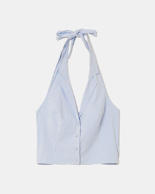 Top with Bow | Blue-White