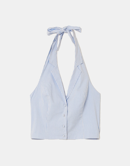 Top with Bow | Blue-White
