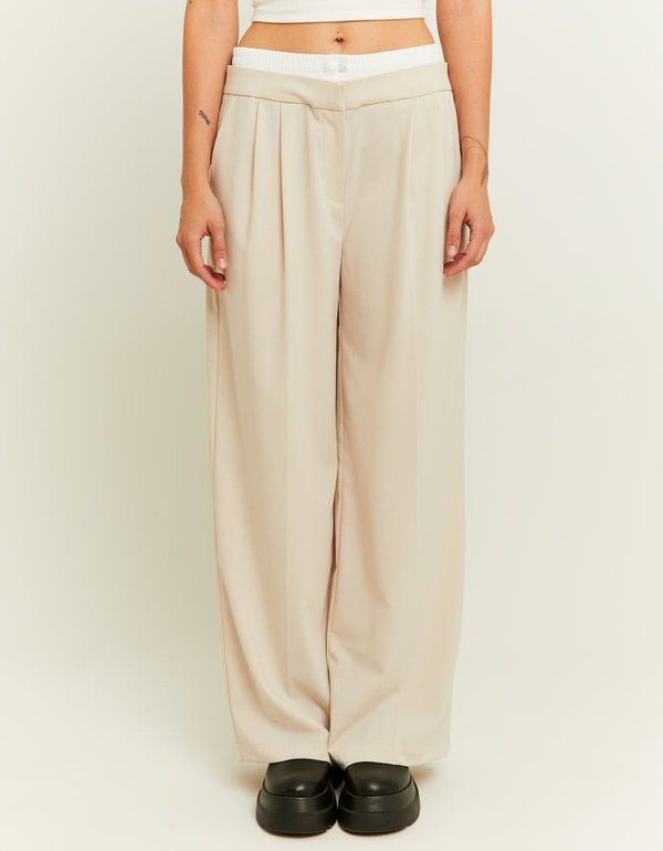 Double Waist Wide Leg Trousers | Off White