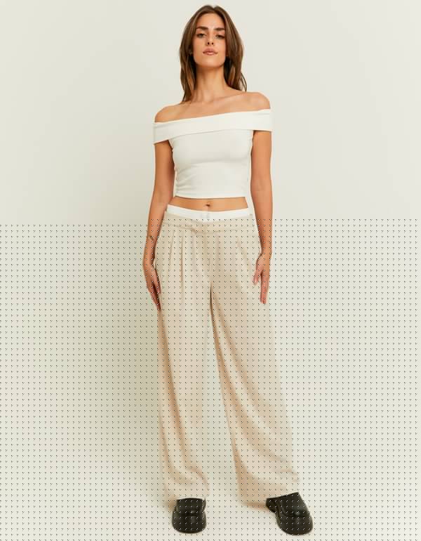 Double Waist Wide Leg Trousers | Off White