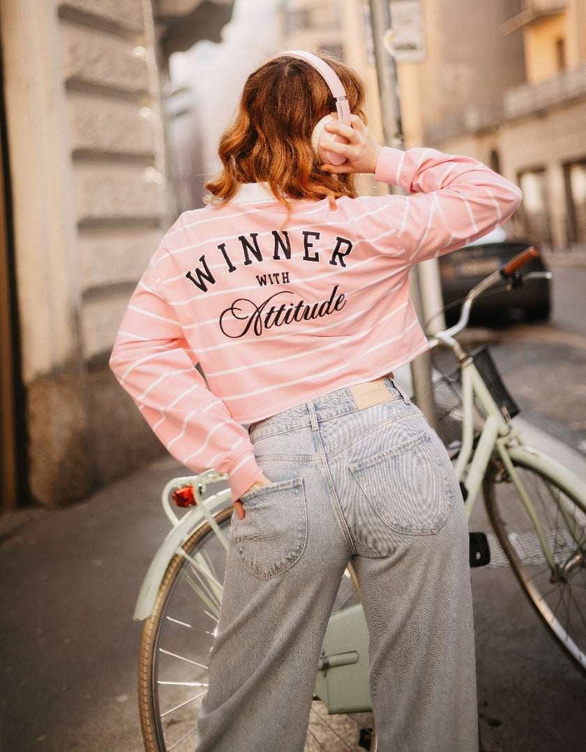 Polo Neck T-shirt with Print | Striped