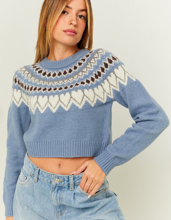 Cropped Jumper with design | Blue Design