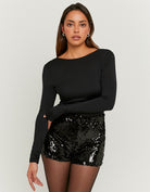 Open Back Bodysuits | Black