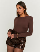 Open Back Bodysuits | Brown