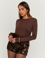 Open Back Bodysuits | Brown