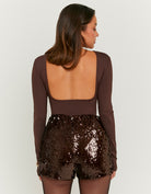 Open Back Bodysuits | Brown