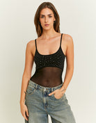 Bodysuit with Strass | Black