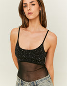 Bodysuit with Strass | Black