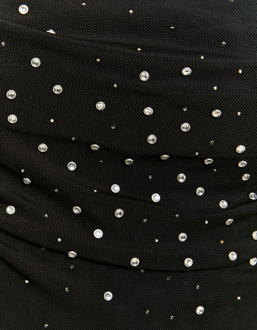 Bodysuit with Strass | Black