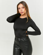 Party Bodysuit with Strass Heart Shaped Charms | Black