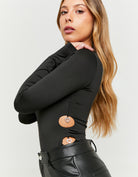 Party Bodysuit with Strass Heart Shaped Charms | Black