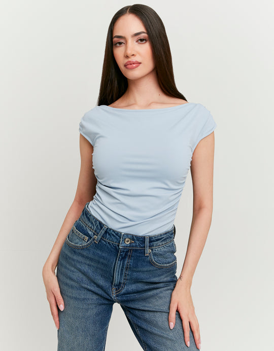 Bodysuit with Boat Neckline | Blue