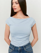 Bodysuit with Boat Neckline | Blue