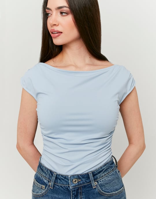 Bodysuit with Boat Neckline | Blue