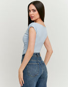 Bodysuit with Boat Neckline | Blue