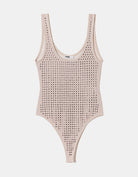 Mesh Bodysuit with Squared Strass | Beige