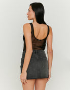 Mesh Bodysuit with Squared Strass | Black