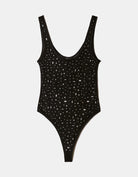 Mesh Bodysuit with Squared Strass | Black