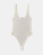 Mesh Bodysuit with Squared Strass | White