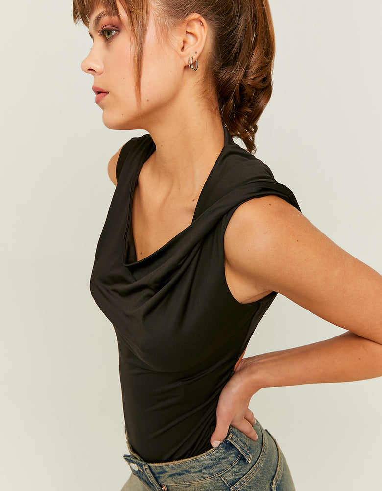 Hooded Bodysuit with Fancy Detail | Black