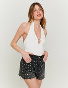 Bodysuit with Heart Detail | White