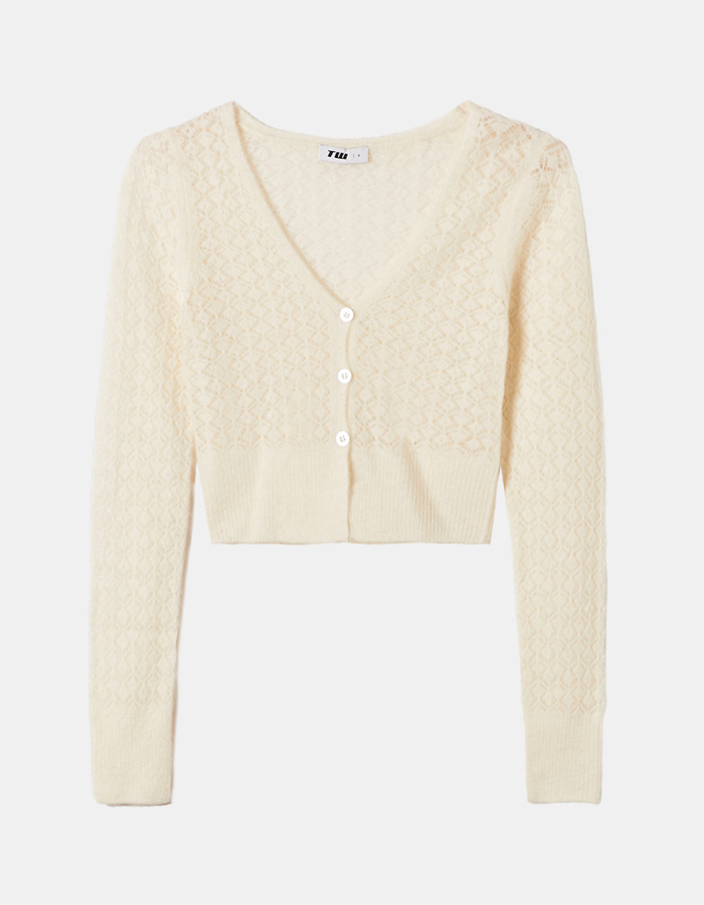 Fitted Cropped Cardigan Long Sleeves | Off White